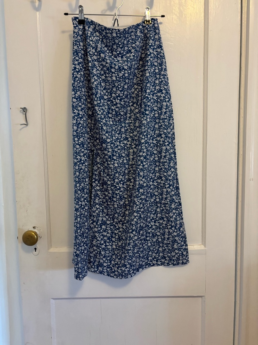 Blue Floral A-Line Maxi Skirt